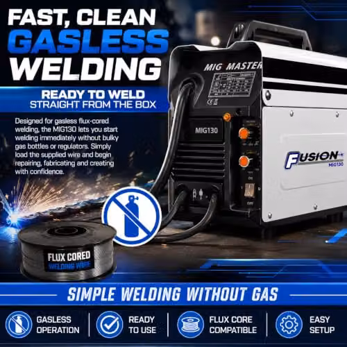 Autojack 130A Gasless MIG Welder 240V in White – 2