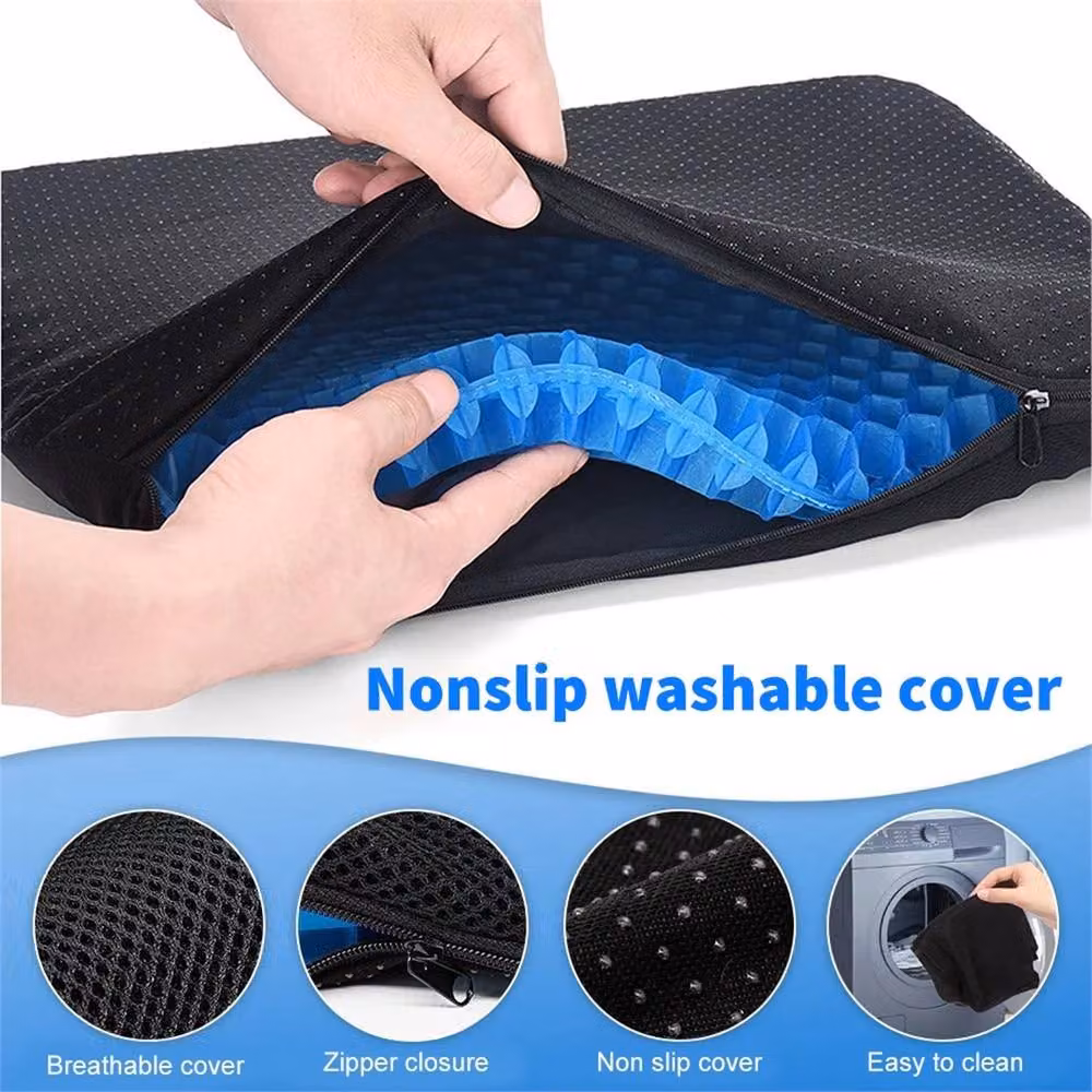 Nordara Blue Orthopaedic Extra Thick Gel Seat Cushion, W: 41 cm, D: 35 cm, H: 2.5 cm – 3