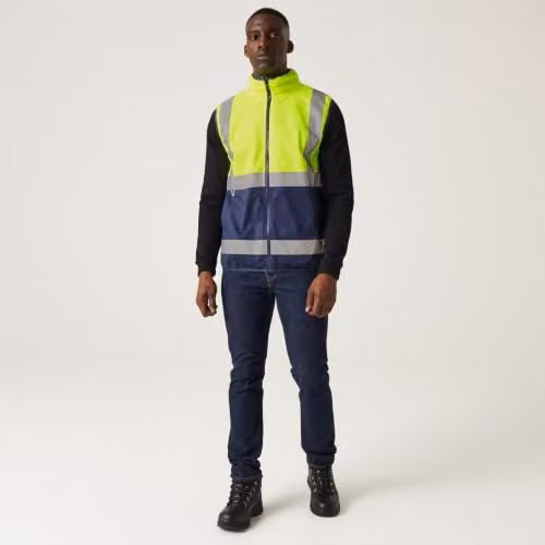 Regatta Men's Hi-Vis Class 1 Full Zip Polyester Vest in Yellow and Blue, Size: XXXL – 2