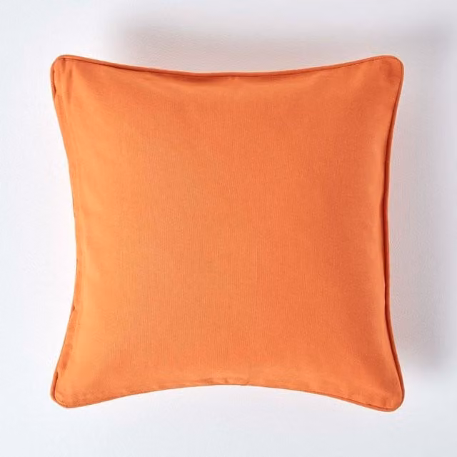 Homescapes Plain Cotton Square Cushion Cover in Orange, 45 x 45 cm