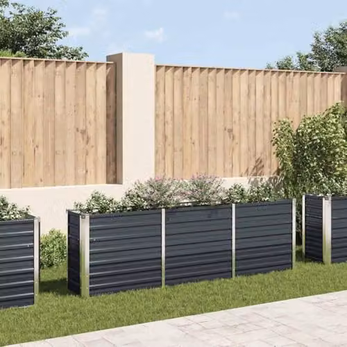 vidaXL Galvanised Steel Raised Bed in Anthracite, W/D/H: 240 x 40 x 77 cm – 2