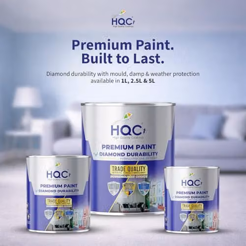 HQC Paints Mould Resistant Kitchen and Bathroom Paint, Grey, 2.5 l – 3