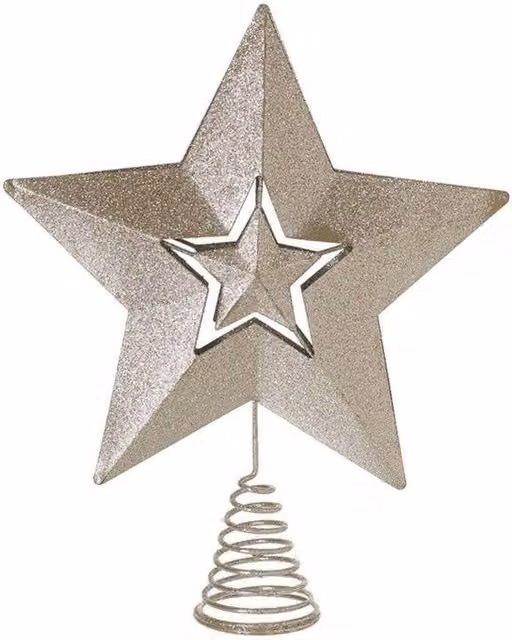KDMD Gold Star Christmas Tree Topper in Silver and Gold
