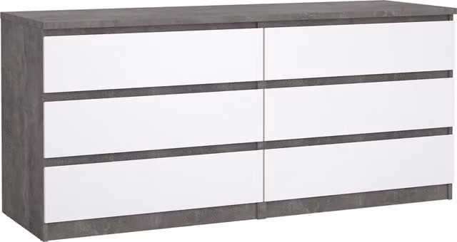 Furniture To Go Naia Modern Wide Chest of 6 Drawers in Grey – 1