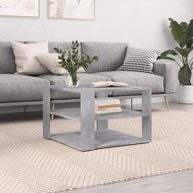 Berkfield Home Square Coffee Table in Concrete Grey, W/D/H: 59.5 x 59.5 x 40 cm – 1