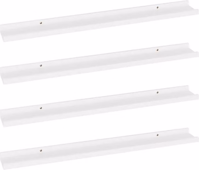 Berkfield Home Wall Mounted Shelves, 4 Piece Set, White, W: 80 cm, D: 9 cm, H: 3 cm