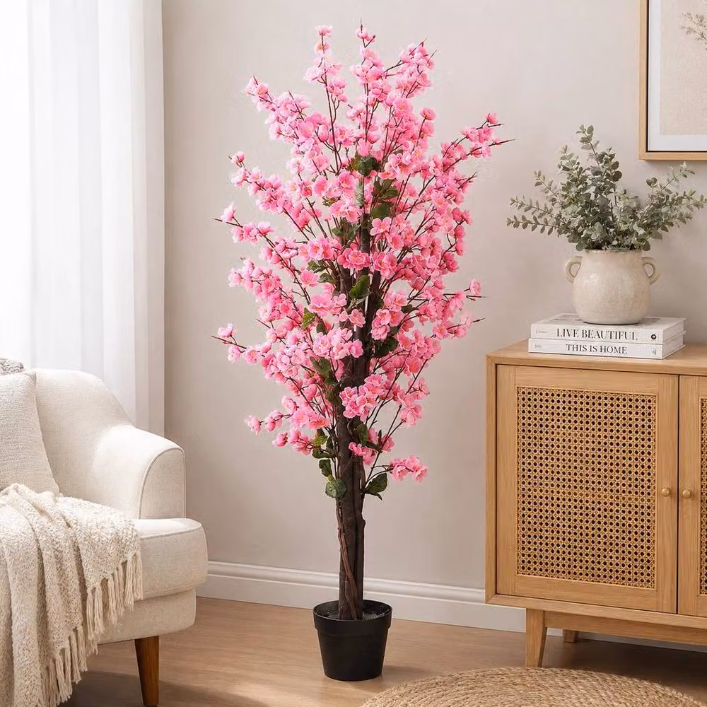 PAWNORA Pink Artificial Cherry Blossom Tree, Height: 120 cm – 2