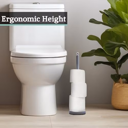 Premier Housewares Freestanding Grey and Silver Toilet Roll Holder with Spare Roll Storage – 4