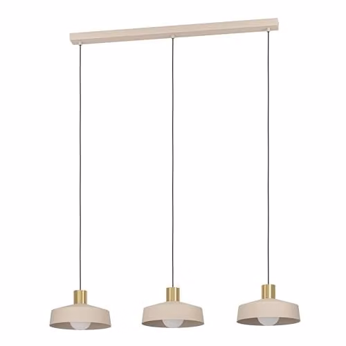 Eglo Valdiola 3-Lamp Pendant Ceiling Light in Gold, Brass and Black Metal – 1