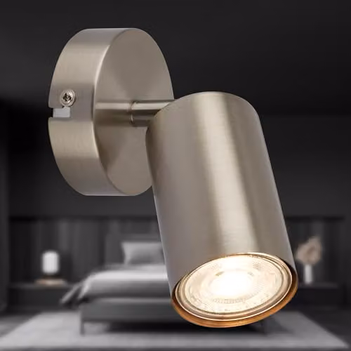 Briloner Adjustable Metal LED Wall Light with GU10 Socket in Silver Grey, H 15.5 cm x W 8 cm x D 8 cm – 5