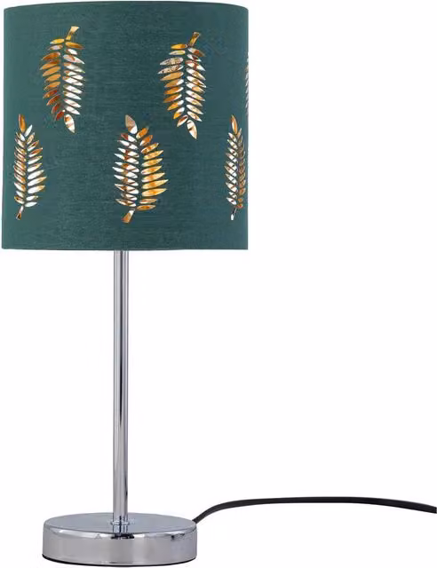 First Choice Lighting Chrome Touch Operated Dimmable Table Lamp with Green Fabric Shade