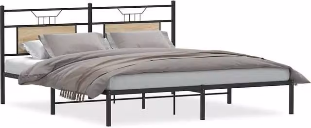 Berkfield Home Sonoma Oak Bed Frame in Brown, Engineered Wood, W/D/H: 160 x 200 cm