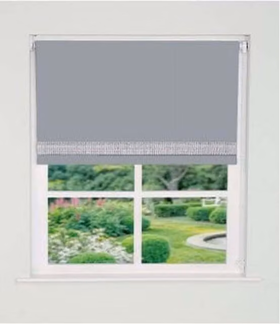 NewEdgeBlinds Grey Plain Blackout Roller Blind with Sound Dampening, Width: 110 cm