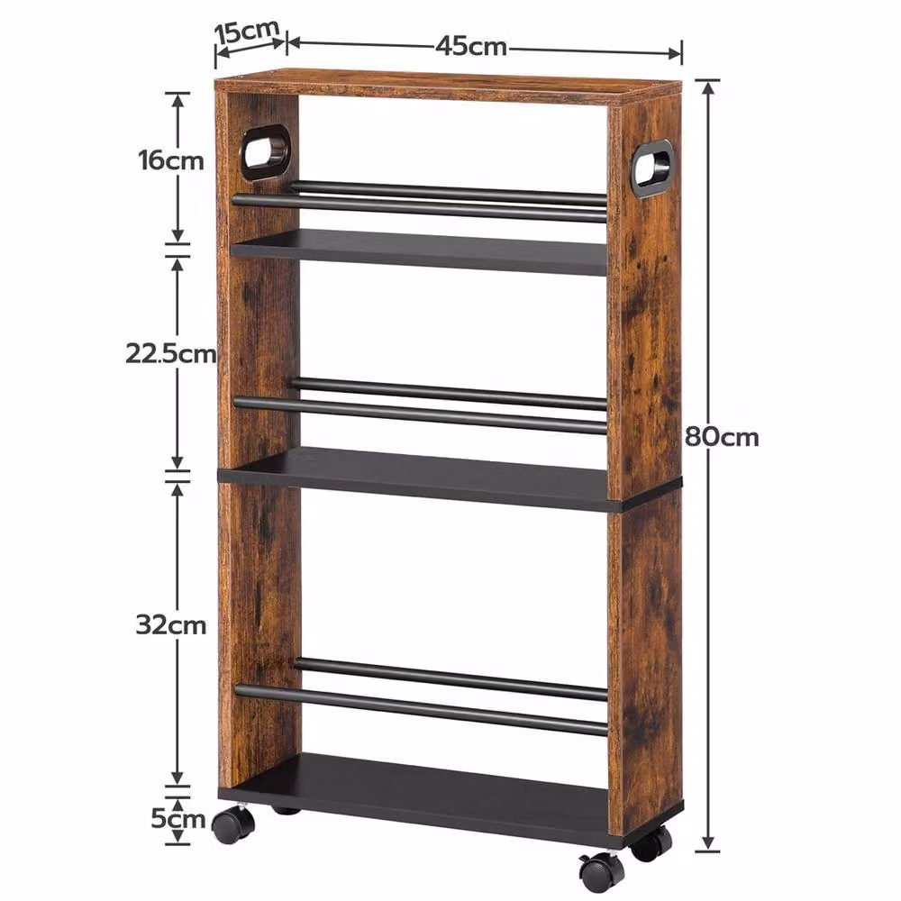 FORGEVIO Rustic Brown and Black Slim Wood Storage Unit, W/D/H: 45 x 15 x 80 cm – 2