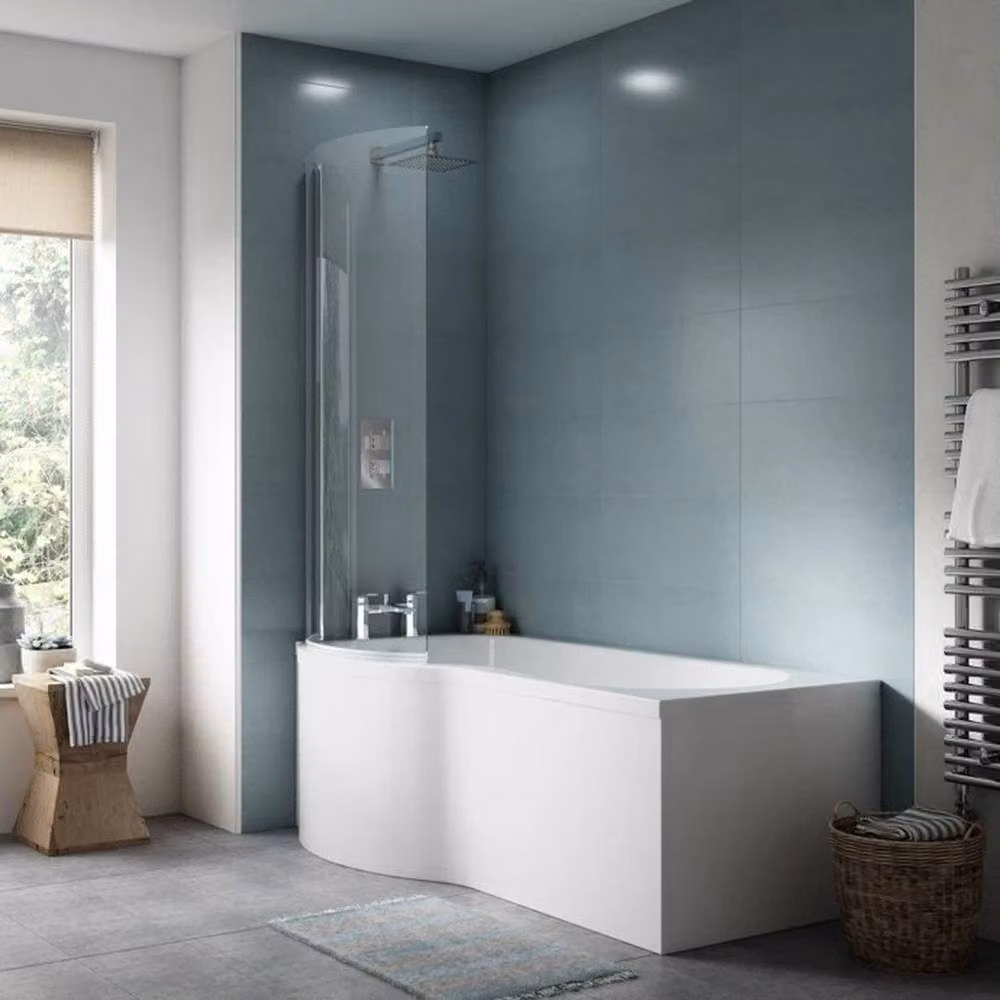 SPETLEK P Shaped Modern Acrylic Bath Front Panel in White, W: 1000 cm, H: 52 cm, D: 52 cm – 2
