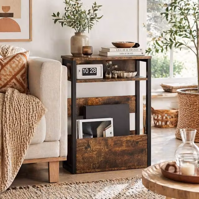 Wyld Haus Novizi Industrial Metal Side Table in Brown and Black