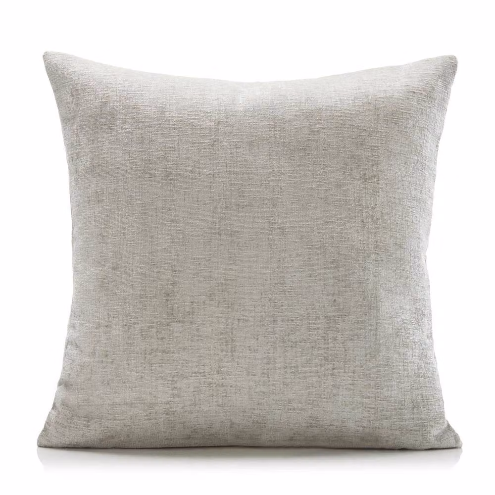 Luxury Living Set of 4 Silver Chenille Square Filled Cushions, W/D/H: 45 x 45 x 45 cm – 1