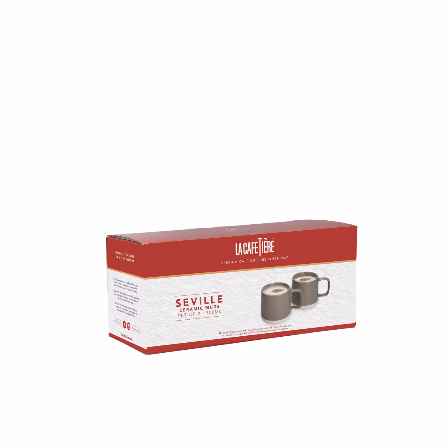 La Cafetiere Seville Stoneware Mug Set in Grey, Set of 2, 300ml – 4