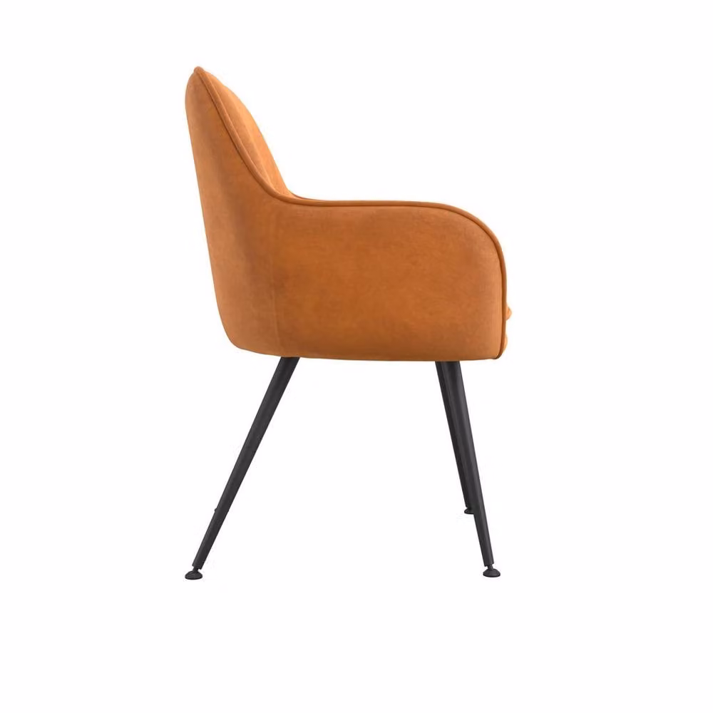 LPD Tara Set of 2 Burnt Orange Velvet Dining Chairs with Black Metal Legs – 3