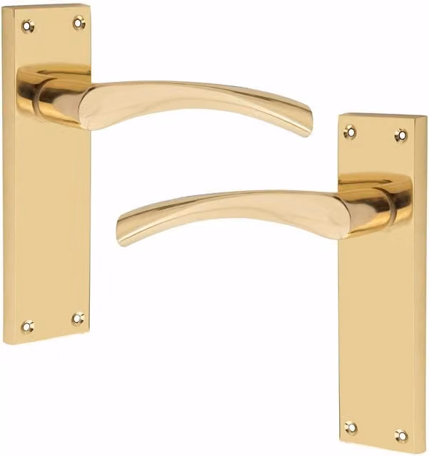 Golden Grace Polished Brass Door Handles in Gold