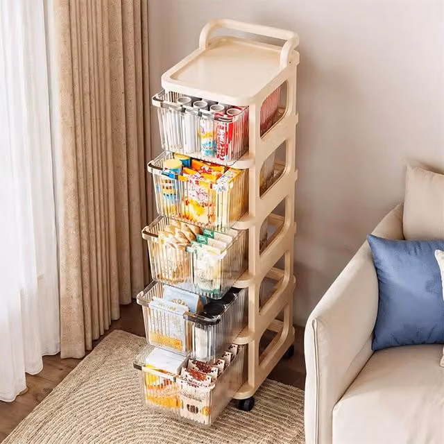 SPETLEK 5 Tier Drawer Storage Trolley Cart in Beige – 1