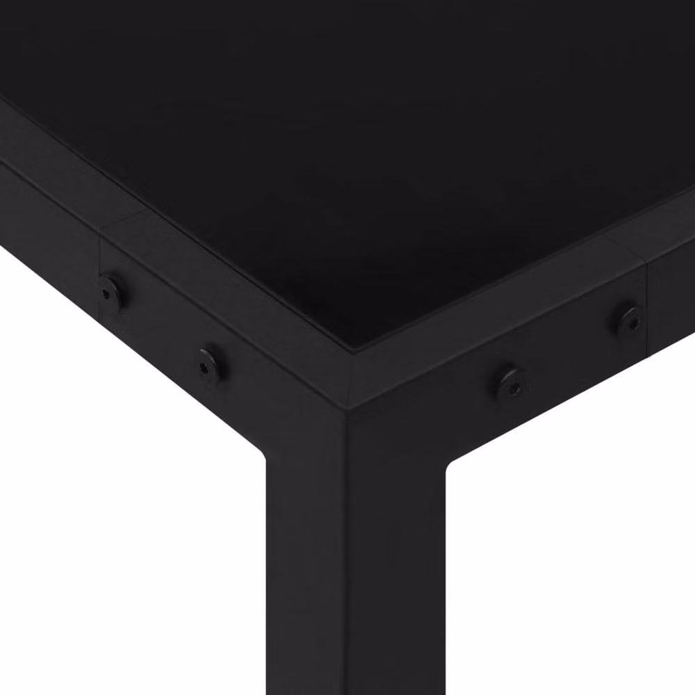 Berkfield Home Extendable Square Garden Table in Black Powder Coated Steel and Glass, W/D/H: 130 x 130 x 72 cm – 3