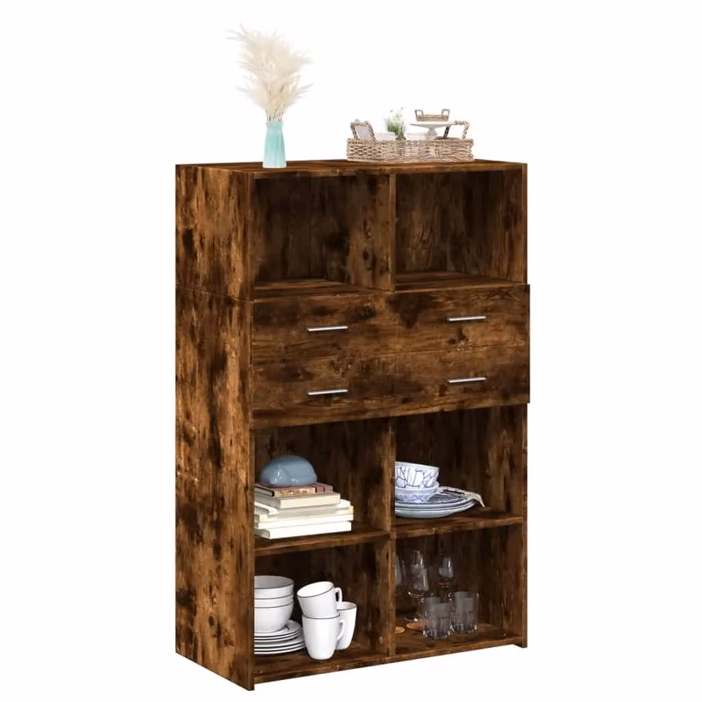 Berkfield Home Smoked Oak Highboard in Brown, W/D/H: 80 x 42.5 x 124 cm – 3