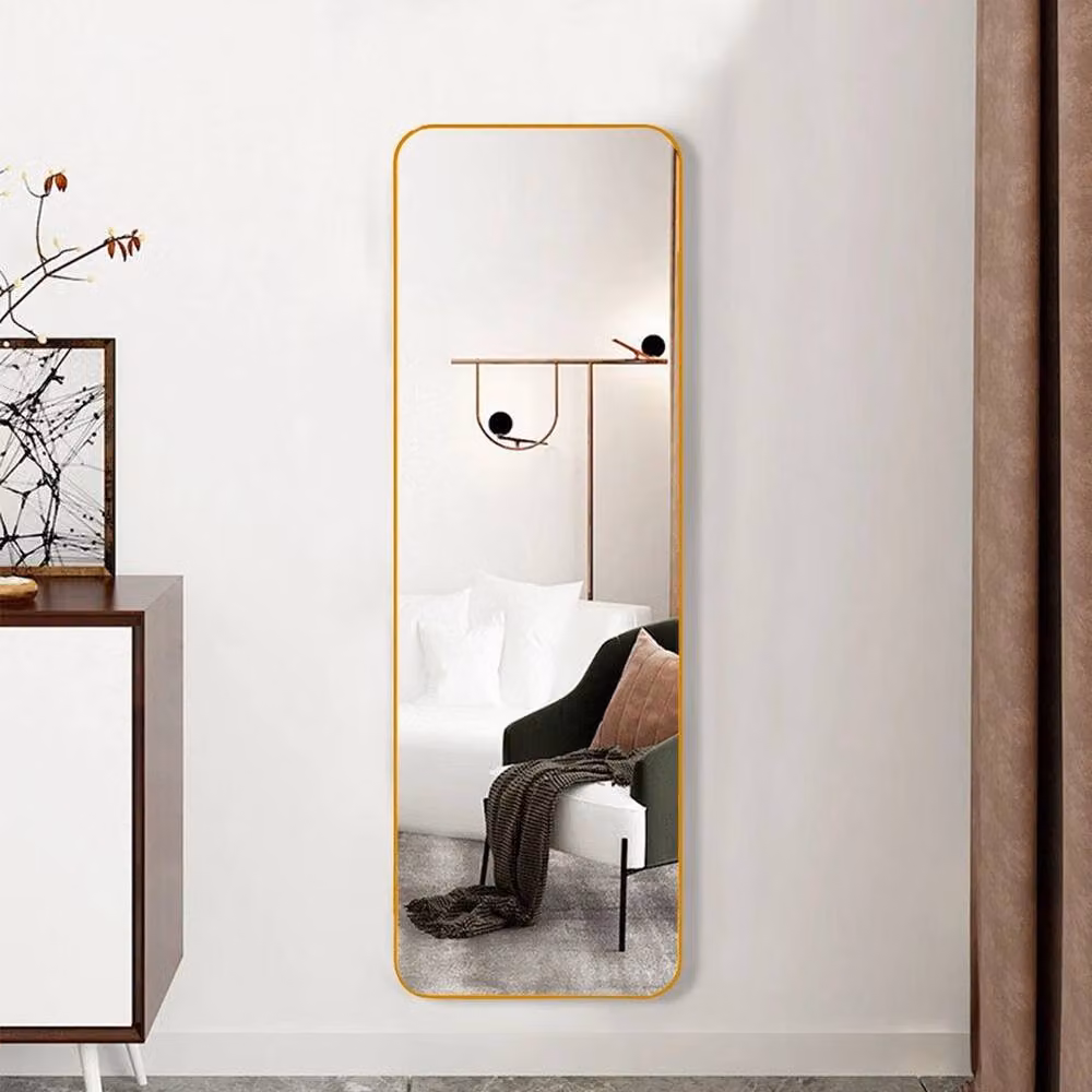 PAWNORA Champagne Gold Large Rectangular Full Length Wall Mounted Mirror – 2