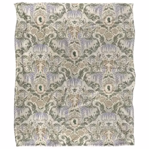 Bridgerton Damask Pattern Silky Touch Super Soft Microfibre Throw Blanket, Multicolour, W/D/H: 152 x 127 cm
