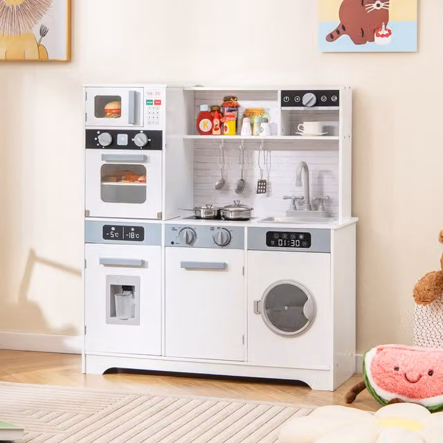 Costway Kids Play Kitchen Toy Set in White