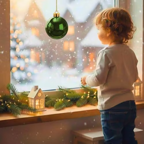 Shatchi Green Round Plastic Christmas Bauble Hanging Ornament, Diameter: 20 cm – 7
