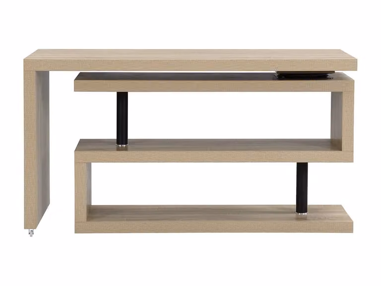 Vente-unique NICEPHORE II Extendable Corner Desk with 360 Degree Swivel Tray in Light Oak