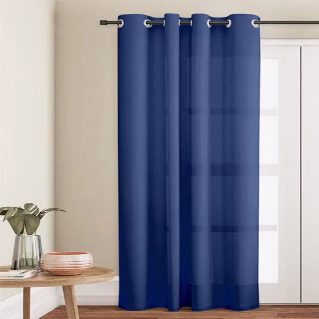 Roseley Blue Plain Eyelet Voile Fabric Panel Curtain