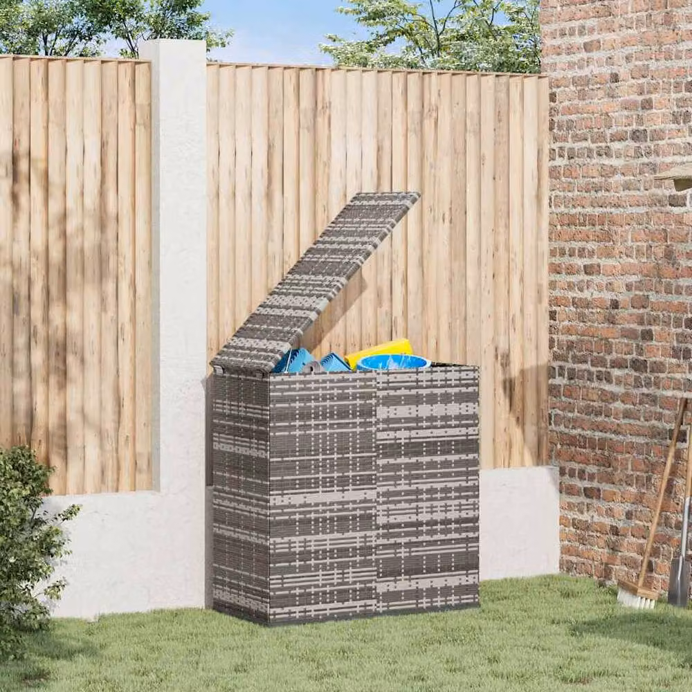 Berkfield Home Modern Grey PE Rattan Garden Cushion Box W/D/H: 100 x 49 x 103.5 cm – 2