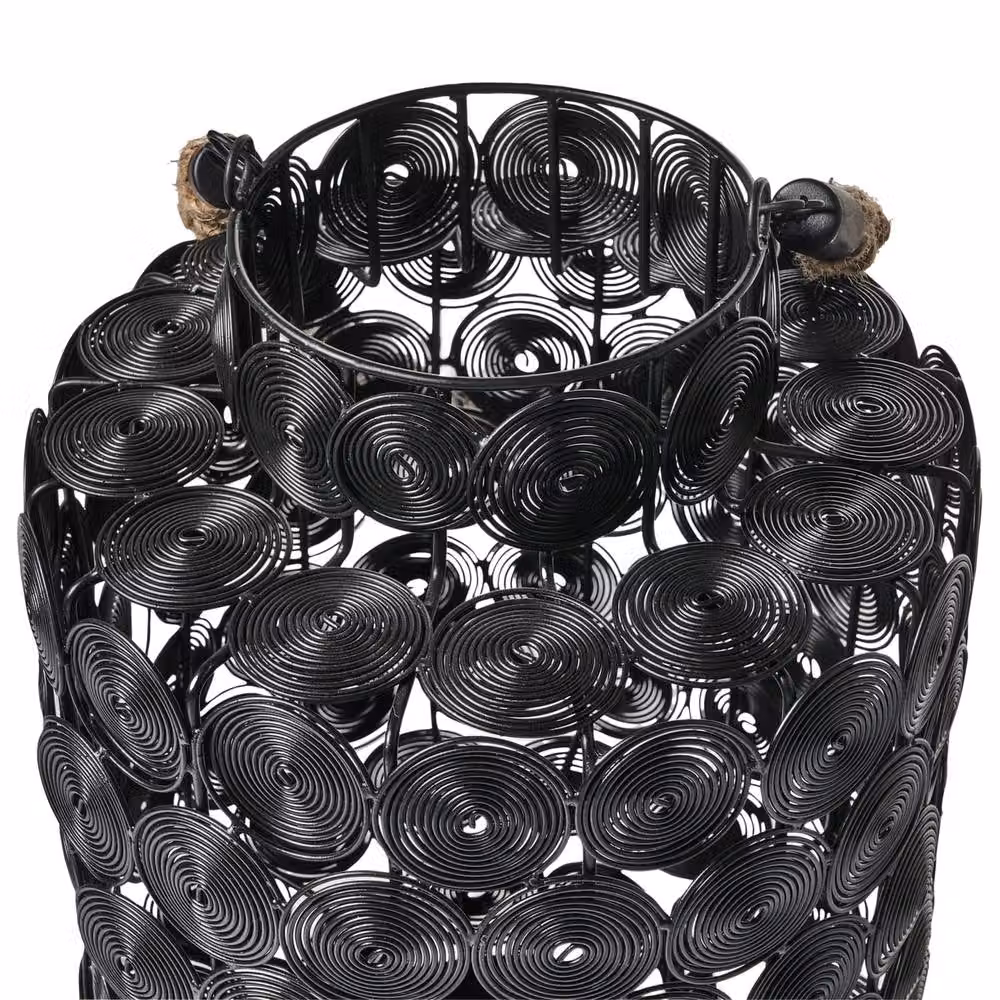 Wyld and Coco Black Metal Lantern with Jute Handle, Height: 35 cm – 4