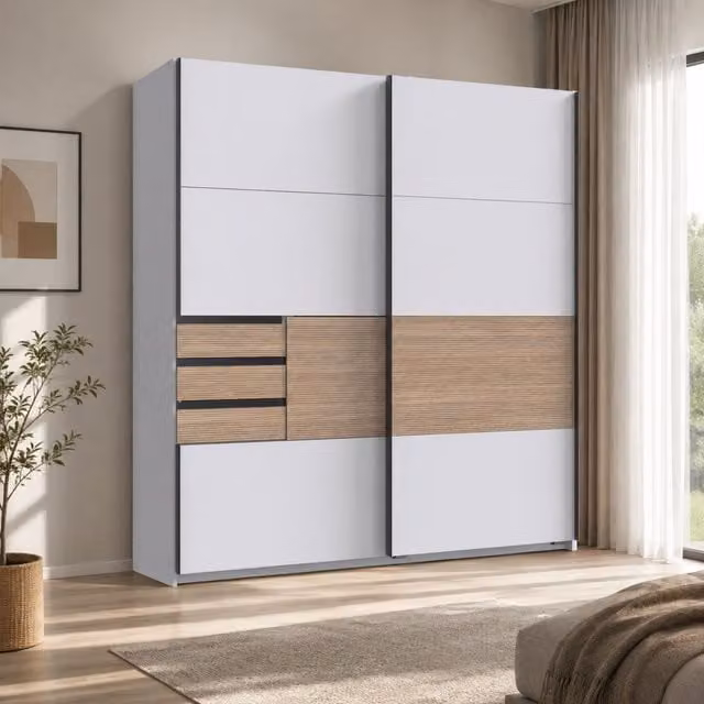 Bremen 2 Door Sliding Wardrobe in White