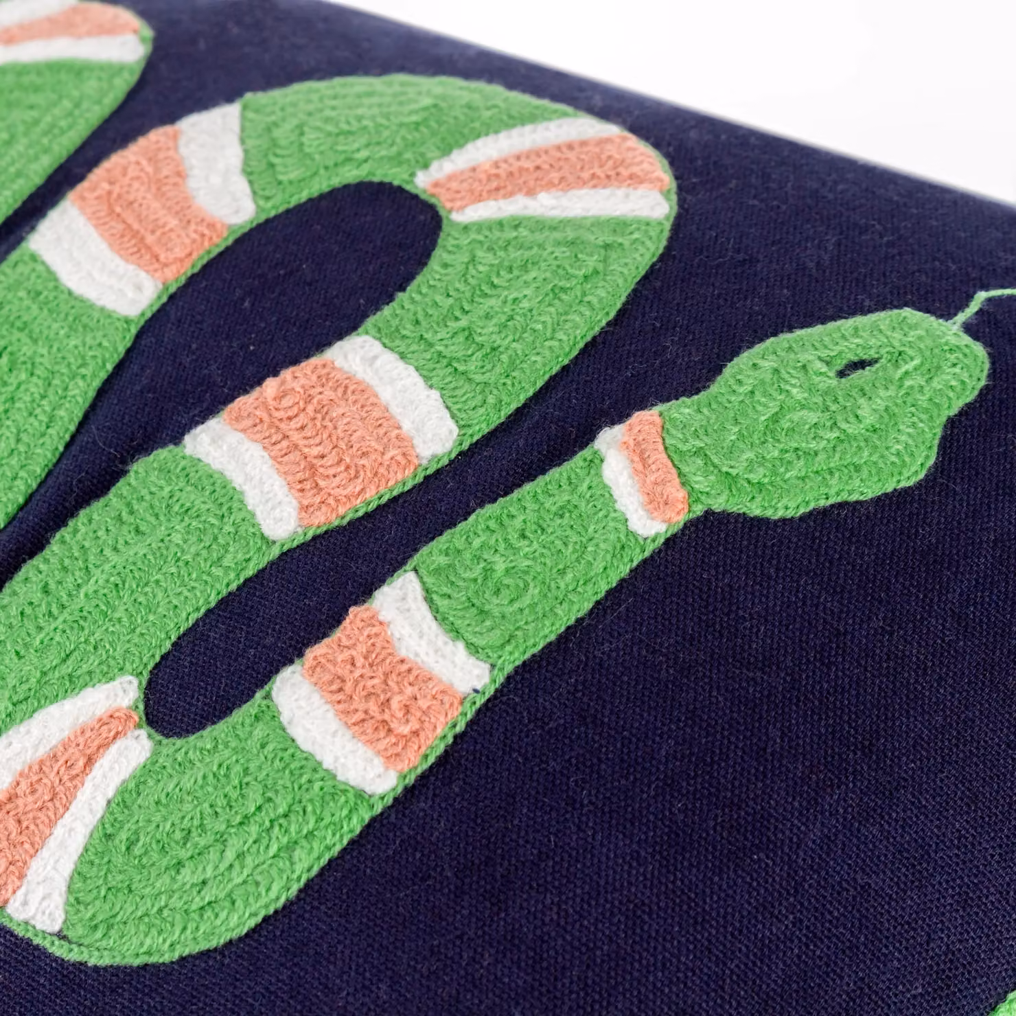 Furn Coral Snake Embroidered Cotton Cushion in Green, W: 50 cm, H: 30 cm, D: 30 cm – 4