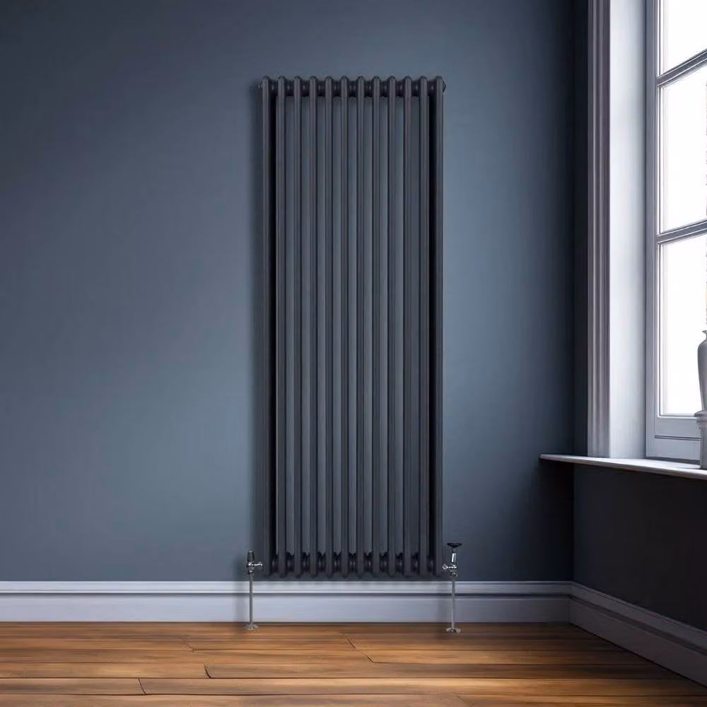 Monstershop Traditional 3 Column Steel Radiator in Anthracite Grey, H 180 cm x W 56.2 cm x D 10 cm – 4