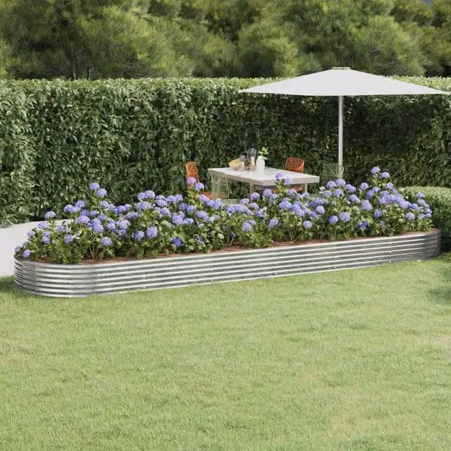Berkfield Home Garden Powder-coated Steel Raised Bed in Silver, W: 523 cm, D: 140 cm, H: 36 cm – 1