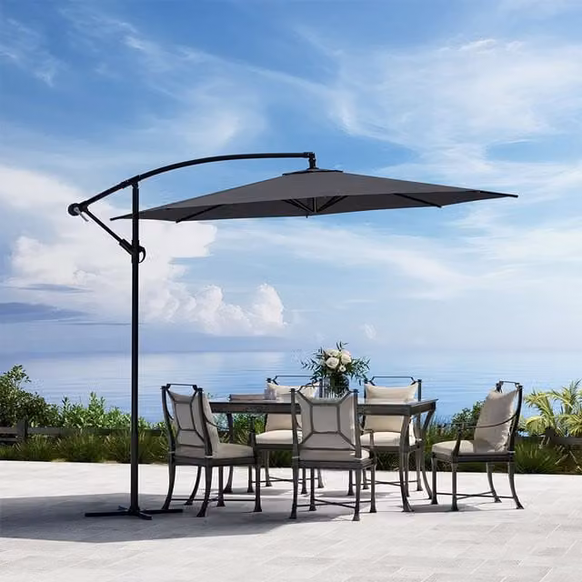 Komore 3m Cantilever Patio Parasol with Cross Base in Grey