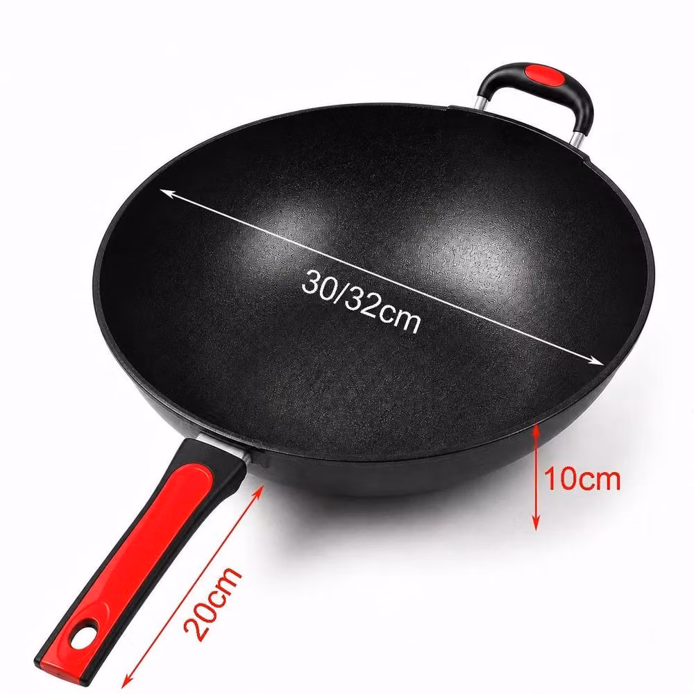 PAWNORA Non-Stick Black Cooking Stir Fry Wok Pan with Helper Handle, Diameter: 30 cm – 2