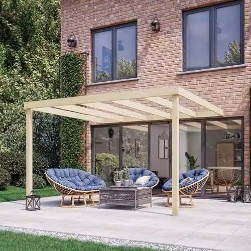 Buttercup Farm Wall Mounted Wood Box Pergola in Green and Brown, W: 360 cm, D: 240 cm, H: 270 cm – 1