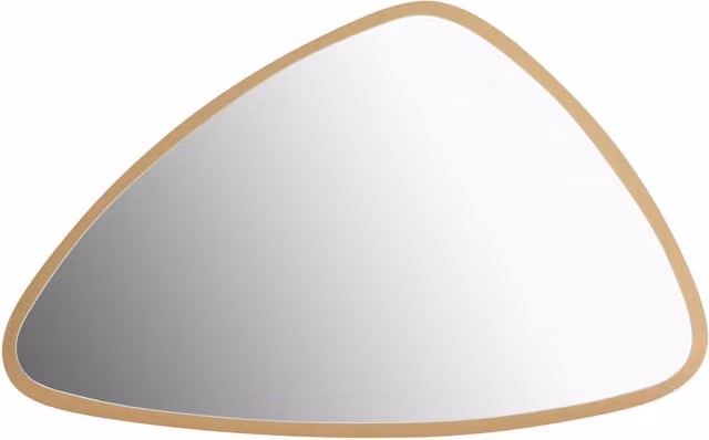 Interiors by Premier Modern Round Geometric Wall Mirror with Pebble Design in Gold and Brown Metal and Glass