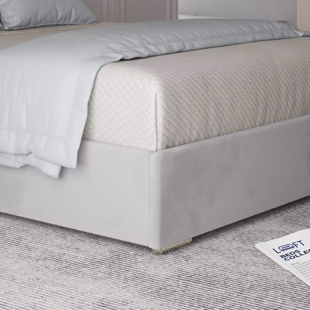 KDMD Fremington Super King Designer Bed Frame in Grey Velvet and Metal with Geometric Upholstery – 3