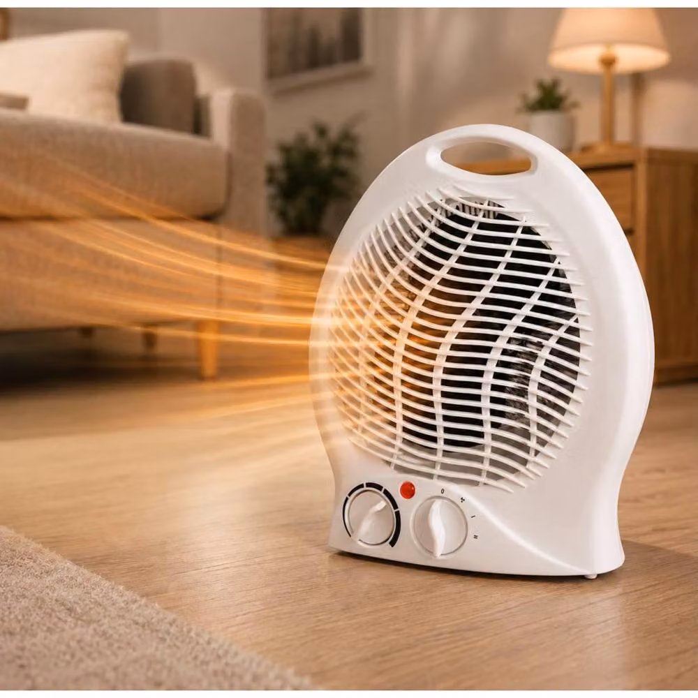 Dyzi 2000W Portable Fan Heater with Adjustable Thermostat and Tip-Over Protection, White – 2
