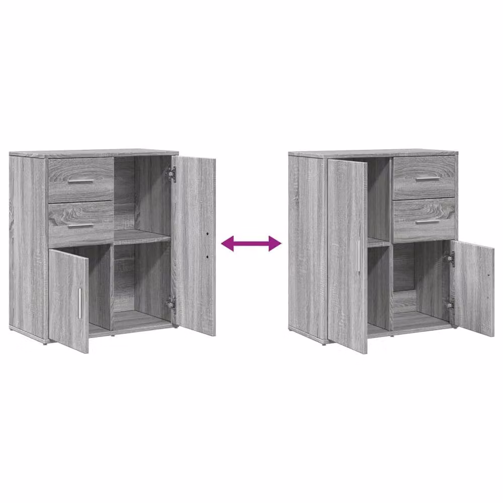 Berkfield Home Set of 2 Modern Grey Sonoma Sideboards in Engineered Wood W/D/H: 60 x 31 x 70 cm – 3
