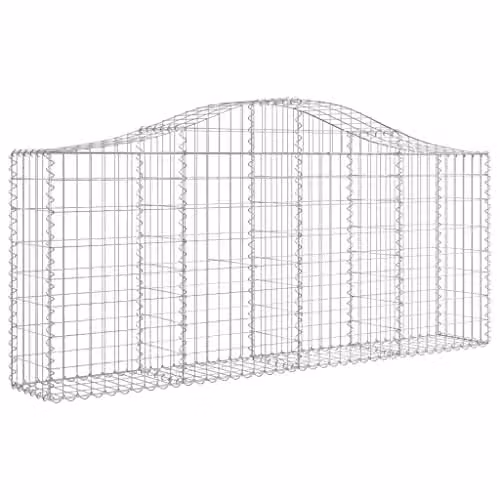 vidaXL Set of 6 Arched Gabion Baskets in Silver Galvanised Steel, W/D/H: 200 x 30 x 80/100 cm