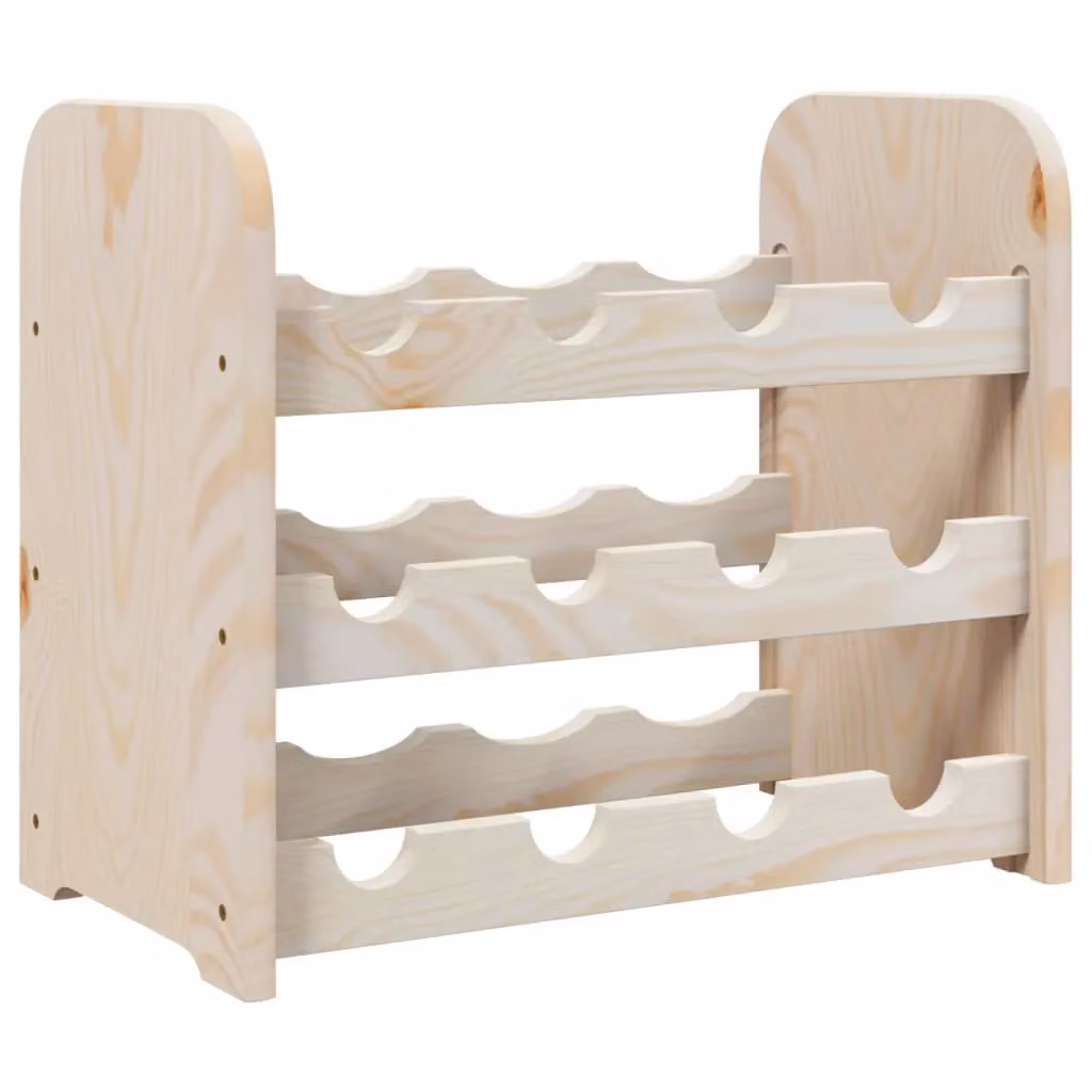 Berkfield Home Rustic Solid Wood Pine Wine Rack in Brown, W/D/H: 43 x 25 x 37 cm – 2