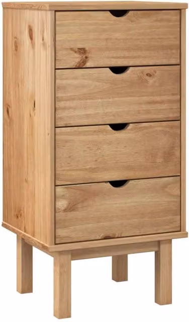Berkfield Home OTTA Solid Wood Pine Drawer Cabinet in Brown, W/D/H: 45 x 39 x 90 cm