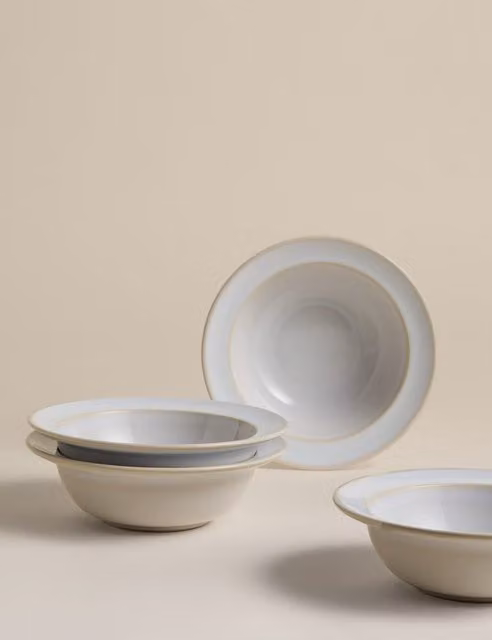 M&S Set of 4 Stow White Stoneware Cereal Bowls